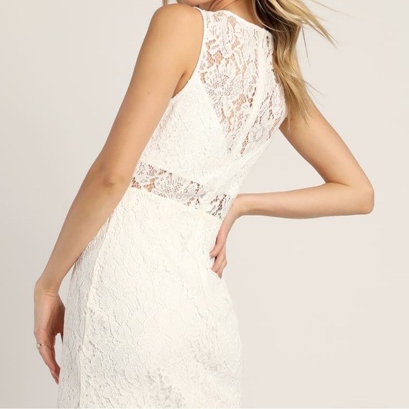 Lulus Lace and Beauty White Lace Sleeveless Bodycon Mini Dress - Picture 3 of 3